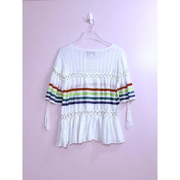 Wildfox South Beach Rainbow Stripe Top Size Medium NWT - Picture 5 of 7